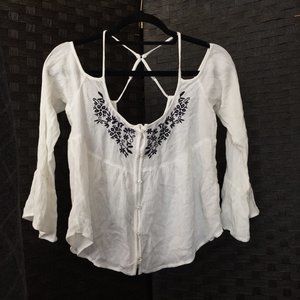 Off Shoulder Embroidered Blouse